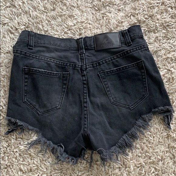UNIF Black high waisted ripped black jean shorts - Picture 2 of 3